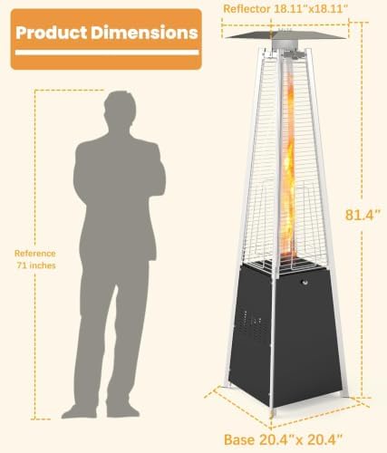 FOOWIN Patio Heater 48,000 BTU Outdoor Propane Heater with Wheels - Image 2