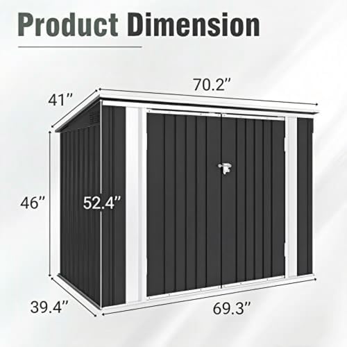 Greesum 5.8x3.3 FT Outdoor Storage Shed, Black - Image 4