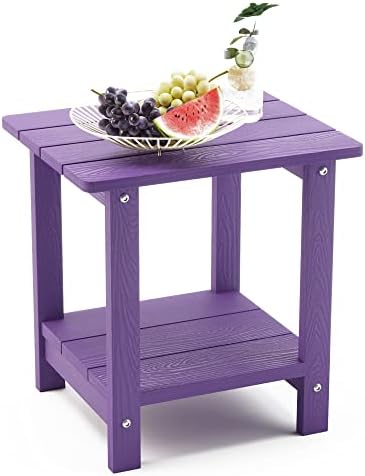 LUE BONA Outdoor Side Table, 2-Tier HDPS Small Patio Table, Purple by LUEBONA