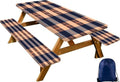 CAPSCEOLL Fitted Picnic Table Cover with Bench Covers 8ft - Autumn Plaid by CAPSCEOLL