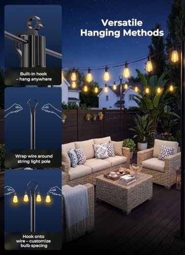 Brightown 108FT Solar String Lights Outdoor Waterproof, Last 30+Hrs Runtime - Image 2