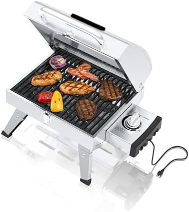 GrillPro 201119 GrillPro Table Top Portable Electric Grill in Stainless Steel - Image 5