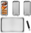 5 Pack Stainless Grill Basket Set, 16.6 x 11.1 Inch Outdoor Grill Basket with Clip-on Handle, Grill Pans for Outdoor Grill, Griddle Accessories for Camping, Picnic,BBQ by Unknown
