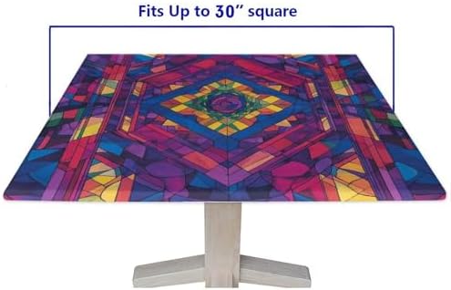 Outdoor Elastic Tablecloth, Mandala Madness Pattern Printed on Polyester Foldable Dining Table Cover, Ideal for Weddings Birthdays Events, Fit for 30" x 30" Square Tables - Image 5