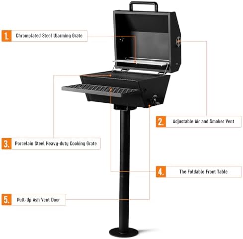 Stanbroil Park Style Charcoal Grill with Lid & Warming Rack, 16-Inch - Image 6