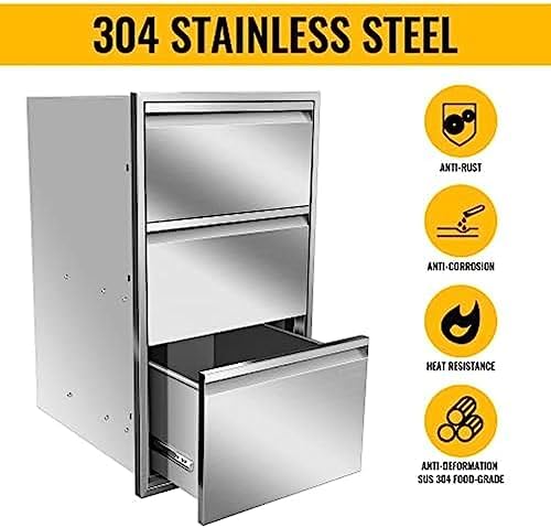 Flush Mount Stainless Steel Double Drawers with Recessed Handles for Outdoor Kitchens Or BBQ Island,-17W X 30H X 21D Inch - Image 4
