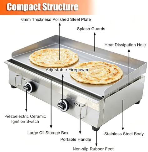 Commercial 2800Pa LPG Countertop Grill Griddle 21.26x13.39in Plate - Image 6