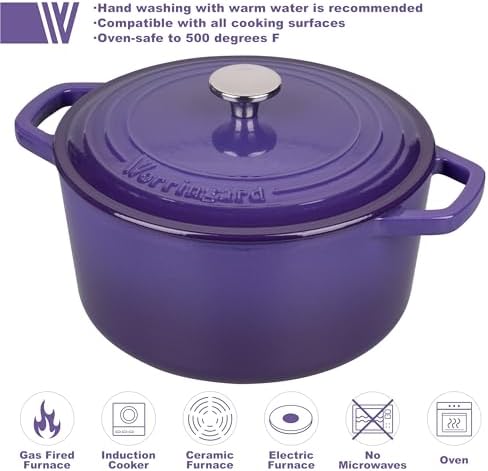 VORRINGARD Enameled Cast Iron Dutch Oven Pot with Lid, for Bread Baking, Round Bread Oven- include Sourdough Bread Baking Supplies Set, 4.5QT, Purple - Image 3