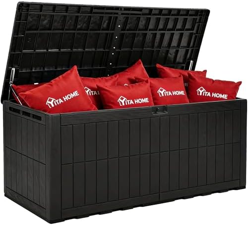 YITAHOME 240 Gallon Large Outdoor Storage Box XXL Resin Deck Box with Lock by YITAHOME
