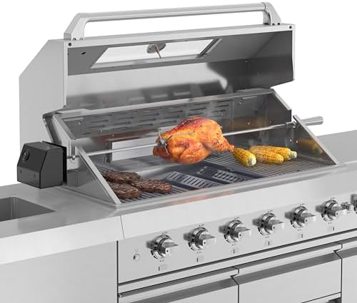 KoolMore Reserve Outdoor Kitchen Island with 6 Burner Grill and a Side Burner, Sink, Storage Cabinet and Beverage Refrigerator, CSA Listed in Stainless-Steel - Image 5