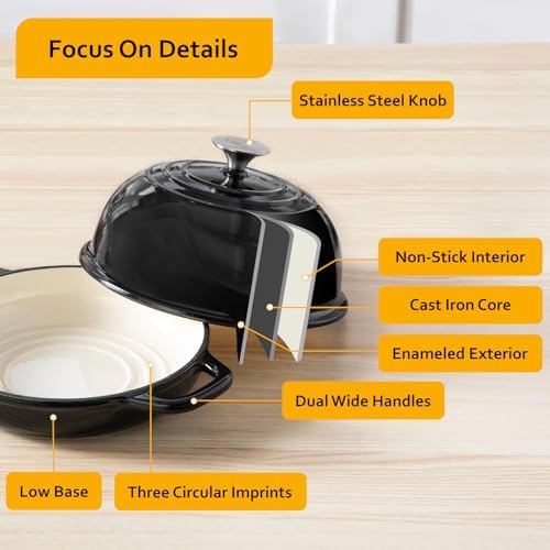 Velaze 5 QT Enameled Cast Iron Dutch Oven for Bread Baking with Dome Lid - Image 6
