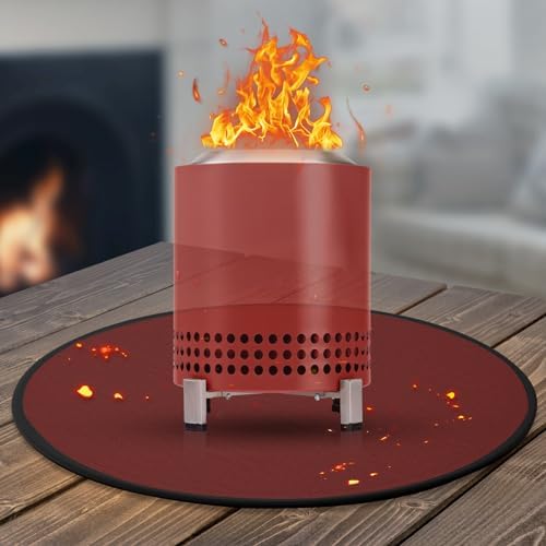 Solo Stove Mesa/XL Tabletop Fire Pit Mat, 4-Layer Fireproof Heat Resistant Under Grill Mat, Easy-to-Clean Waterproof & Non-Slip for Table Top Protection - Red by GIESIOE