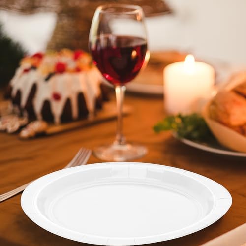 50 Pack White Plates 9 Inches Round Heavy-duty Paper White Dinner Plates - Image 5