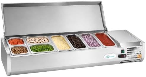 COOLCHEF 59-Inch Refrigerated Condiment Prep Rail, Mixed GN Pans by COOLCHEF