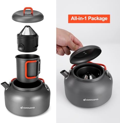 Odoland 1.2L Camping Coffee Pot Camp Coffee Makers, Mug and Coffee Filter - Image 3