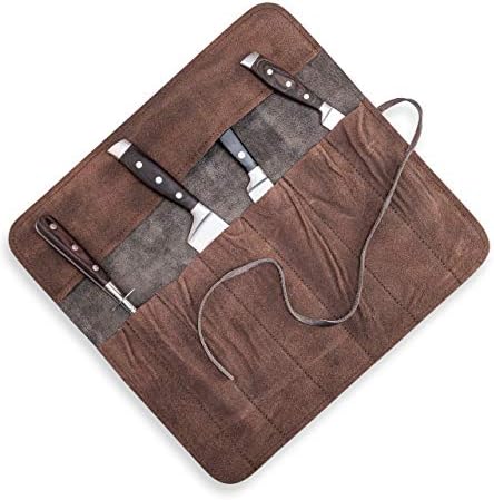 Angus Stoke Knife Bag for Chefs–knife Roll Bag leather 7 slots – Leather Knife Case Noah (antique) - Image 3