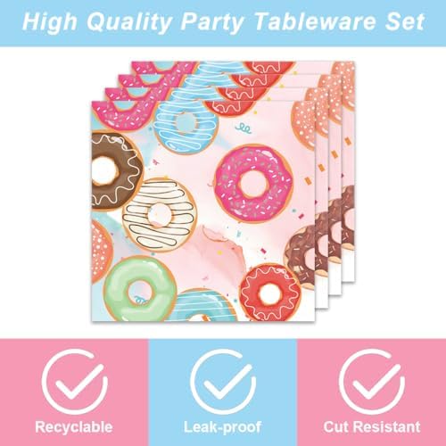 40pcs Donut Time Theme Party Napkins and Plates Donut Time Party Supplies Birthday Decorations for Girl Birthday Baby Shower Decorations - Image 3