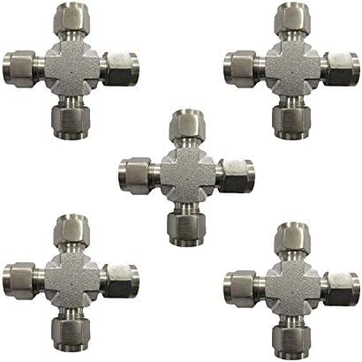 Stainless Steel Fitting - Industrial Misting System Fittings - Industrial Mistcooling Systems - Misting Fittings (Compression Union Crossway 3/8 Inch SS)-Pack of 5 by Mistcooling