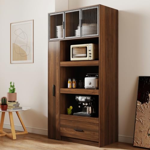 Kitchen Pantry Storage Cabinet Freestanding Tall Buffet Cupboard by XUOXFUTZIG