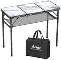 Anbte 3ft Folding Camping Table, 3 Adjustable Height Max 27.5", White by Anbte