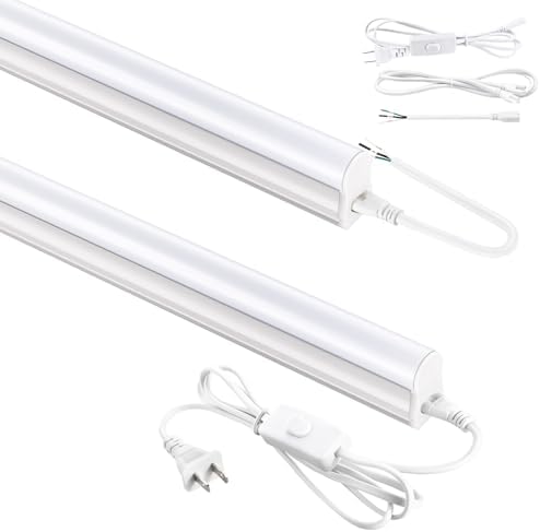 4FT LED Shop Light, 2300LM 6500K Bright White, 20W Linkable Shop Lights, Plug in Shop Lights with ON/Off Switch for Garage Workshop Basement Cabinet, Fluorescent Light Fixtures Replacement (2 Pack) by YULINKCOLighting