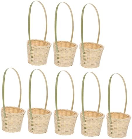 8 Pack Hand-Woven Bamboo Storage Baskets for Fruit, Vegetable by OKUMEYR
