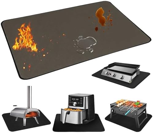 Heat Resistant Mats for Countertop and Grill Table, Fireproof Grill Mats for Outdoor Grill, Under Griddle BBQ Mat, Portable Charcoal Grill, Air Fryer, Gas Grill,Brown,20 x 25 inch by Unknown