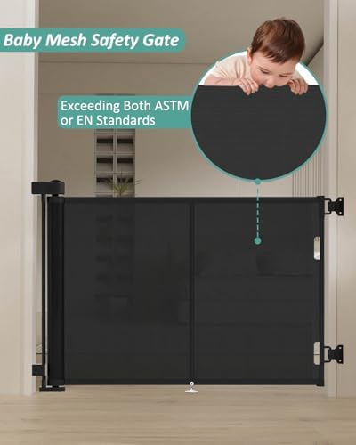 Miumoon 50 inch Reinforced Retractable Baby Gates 34 inch Tall - Image 3