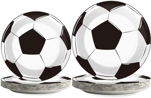 gisgfim 48 PCS Soccer Plates Party Decorations Paper Plates 9 Inch and 7 Inch, Soccer Theme Party Supplies Disposable Dessert Dinner Tableware for Soccer Birthday Party by gisgfim