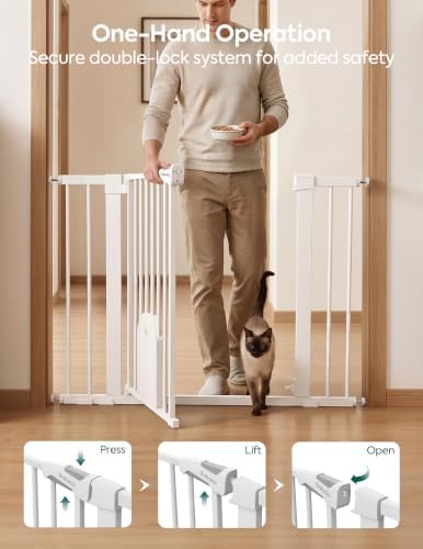 Babelio Auto Close Dog Gate with Cat Door, CatPrivilege I, 29-43" - Image 4