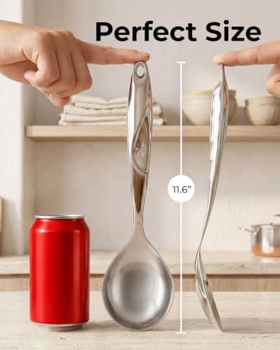 Zulay Kitchen Stainless Steel Serving Spoon - 11.5” Large Cooking & Serving Spoon with Ergonomic Handle - Durable, Rust-Resistant & Dishwasher Safe Kitchen Utensil for Cooking and Buffets - Image 2
