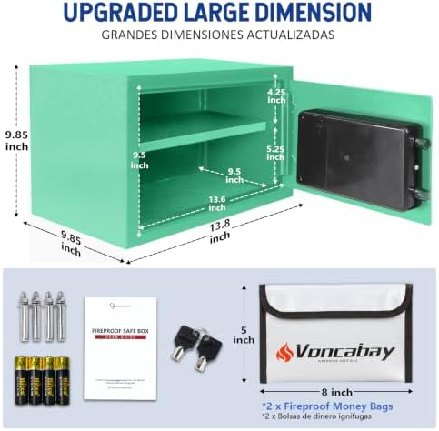 Voncabay Money Safe Box for Home with Digital Keypad, 0.8 Cu. Ft., Green - Image 2