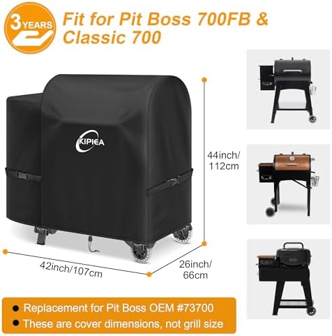 Kipiea 600D Pellet Grill Cover for Pit Boss 700FB, Classic 700, and Pro 600 Series, Waterproof BBQ Smoker Cover, UV Resistant - Image 2