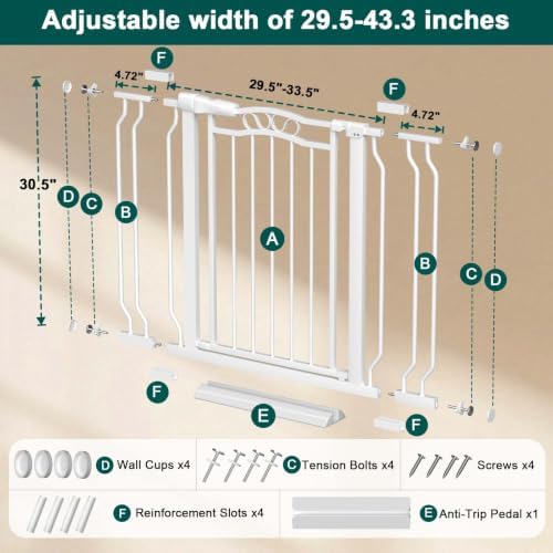 Fairy Baby 29.5"-43.7" Extra Wide Baby Gates No Drill Pet Gate for Doorways - Image 2