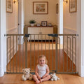 Cumbor 30.4-56.8" Extra Wide Baby Gate, Auto Close Dual Lock Dog Gate Brown by Cumbor