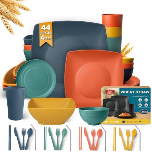 Teivio 44-piece With Flatware Plates and Bowls Sets, Dishes Set for 4 by Teivio