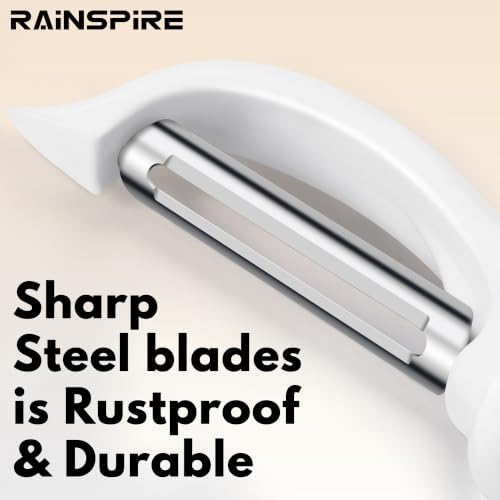 Rainspire Vegetable Peeler Potato Peelers for Kitchen, Sharp Stainless Steel Blades Veggie, Comfortable Handle Fruit Peeler, Carrot Peeler Apple Peeler Dishwasher Safe (2, White) - Image 3