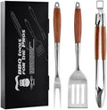 GRILAZ Heavy-Duty Rose Wooden BBQ Grilling Tools Set. Extra Thick Stainless Steel Multi-Function Spatula, Fork & Tongs | Essential Accessories for Barbecue & Grill. Ideal Gift for Father… by Grilaz