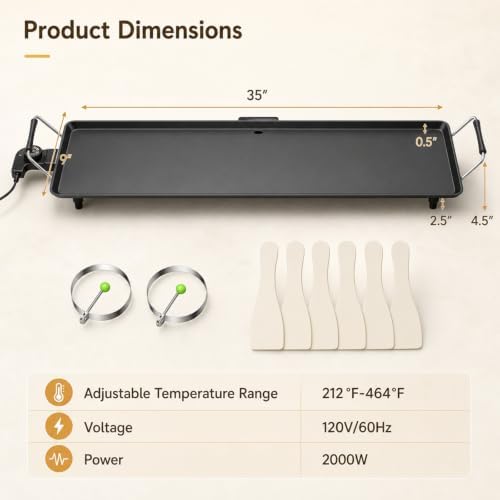 DORTALA 35" Extra Large Electric Griddle 2000W - Image 7