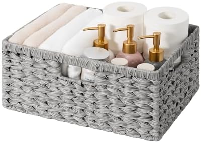 GRANNY SAYS Wicker Storage Baskets for Shelves, Wicker Baskets, Gray, 1Pack by GRANNYSAYS