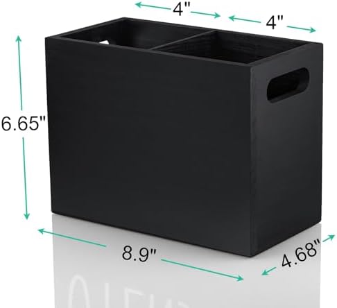 ALELION Black Utensil Holder for Kitchen Counter - 2 Compartment Large Utensil Caddy Organizer for Countertop - Kitchen Tool Holder for Spatula Ladles - Image 7