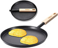 bodkar 8-inch Frying Pan Skillet Flat Crepe Pan, Lightweight Grill Pan with Wooden Handle for Camping Indoor Outdoor Cooking by Bodkar