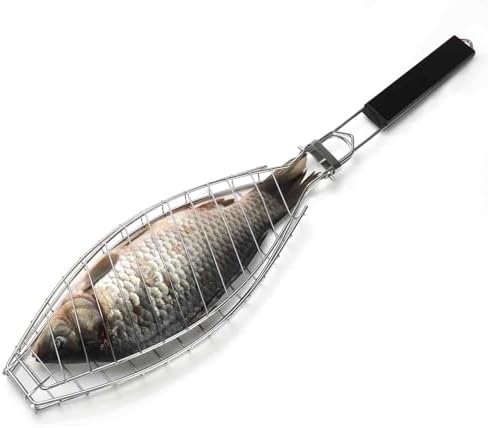 Fish Grill Basket, Stainless Steel Grill Baskets for Fish with Detachable Handle, plating - Image 5