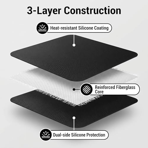 UBeesize 30 x 48 Inch 3-Layer Under Grill Mat For Outdoor Grill, Fireproof Double-Sided Silicone Coated Fire Pit Mat, Waterproof Oil-Proof Stain-Proof BBQ Protector for Decks, Patios，Grass & Fireplace - Image 2