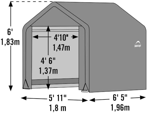 ShelterLogic 6' x 6' Shed-in-a-Box Metal Peak Style Roof Portable Outdoor Storage Shed for ATVs and Bulk Storage Items, Gray - Image 3