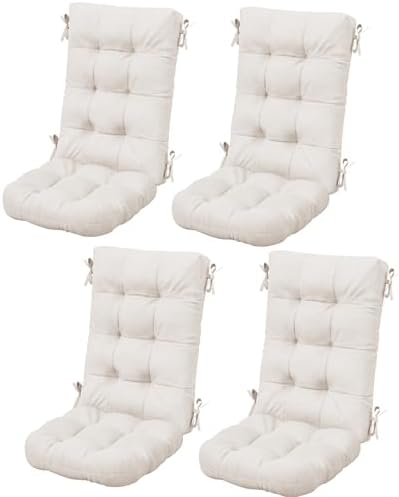 SERWALL HDPE Outdoor Rocking Chair Cushion Set of 4, Beige by SERWALL