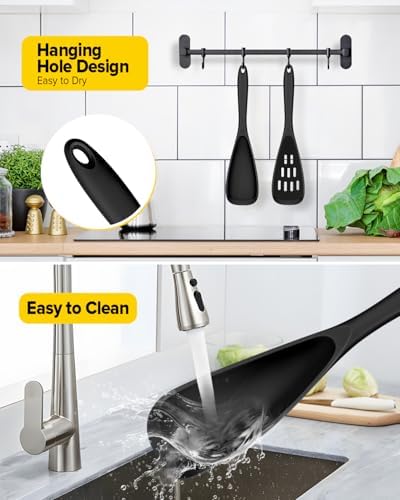 BUNDLEPRO Silicone Cooking Spoons for Nonstick Cookware, One-Piece, 2 Pack - Image 6