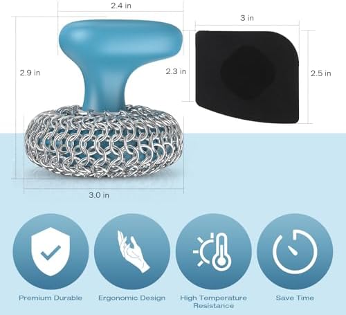 Cast Iron Scrubber Dish Scrub Brush 316 Chainmail Scrubber for Cast Iron - Image 4