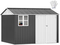 DWVO 10x8ft Metal Outdoor Storage Shed with Window, Lockable Tool Storage Sheds, Oversized Steel Garden Sheds with Sloped Roof for Backyard, Patio, Garage, Lawn (Gray + White) by DWVO