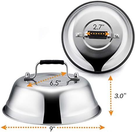 Leonyo Heavy Duty 9IN Stainless Steel Griddle Basting Cover Dome, 4 Pack - Image 2